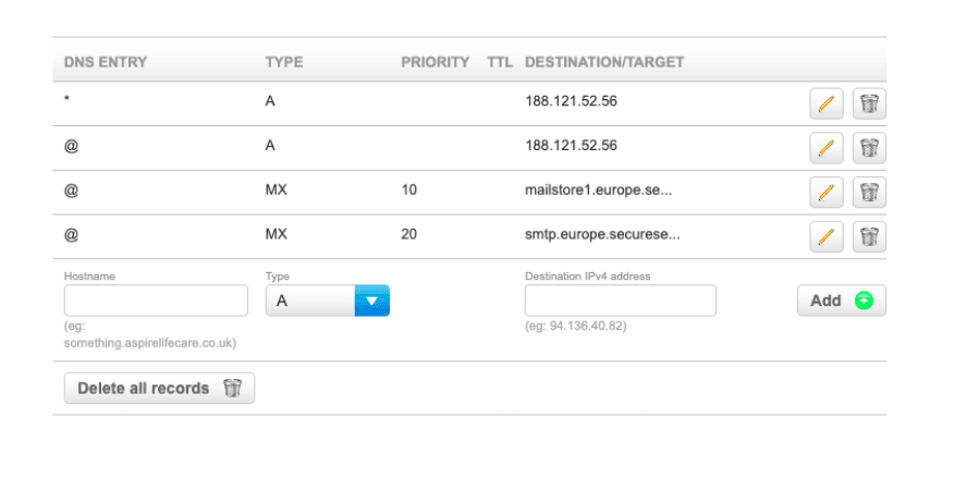 change 123 reg dns records