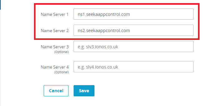 changing nameservers from Ionos domain