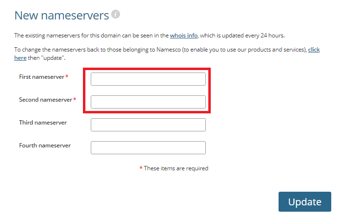 changing names.co.uk nameservers