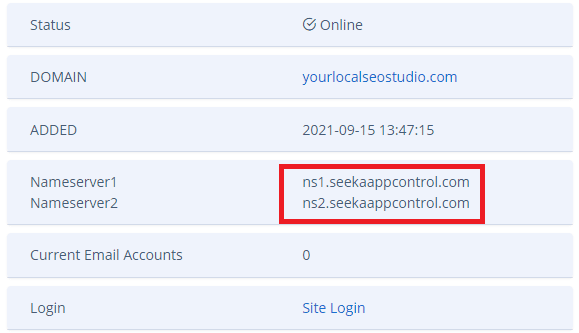 nameservers on SeekaHost