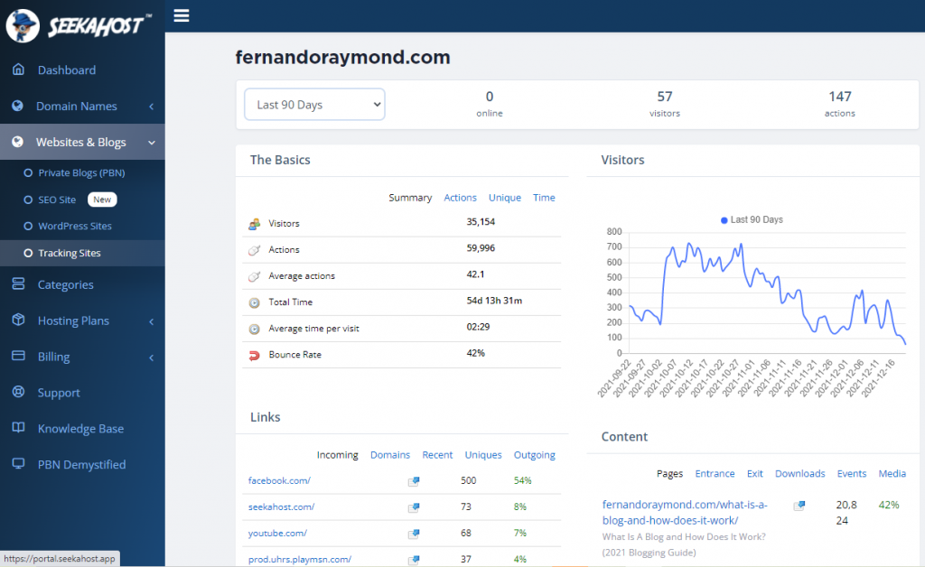 clicky-analytics-in-SeekaHost.app