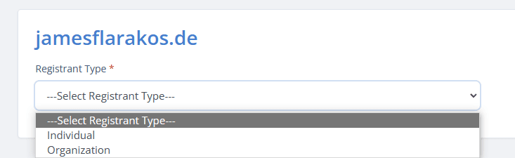 register as individual or company for .de domain