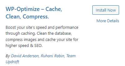 wp-optimize image and caching plugin