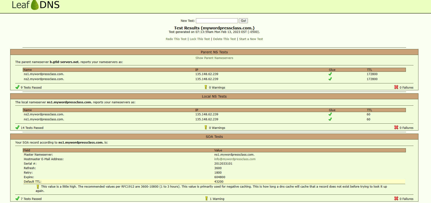 leafdns checking blog ip