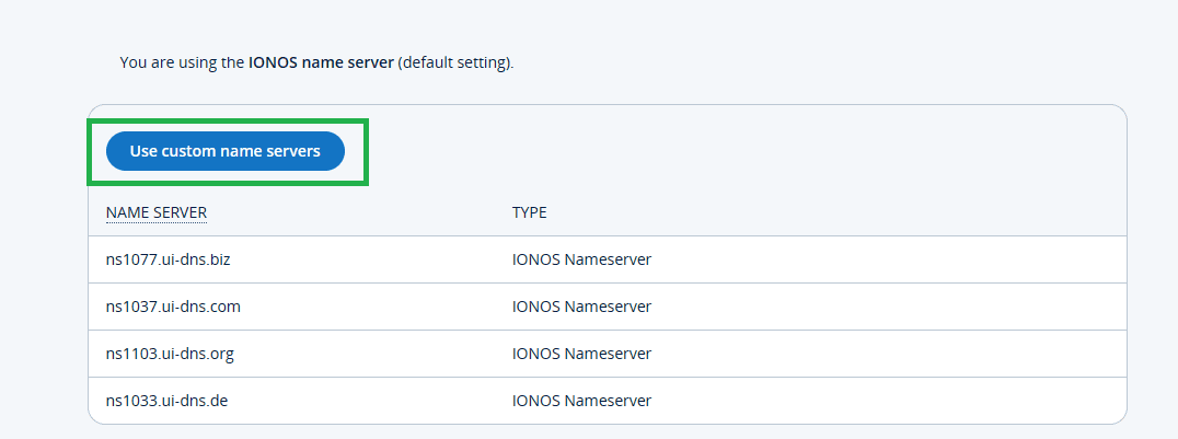 custom nameservers on ionos